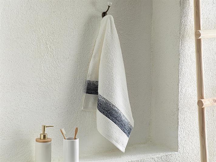 Prosop de față, Daylight, bumbac, 50x70 cm, ecru-bleumarin