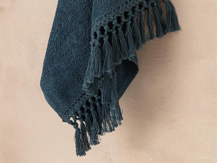 Prosop de față, Eaves, bumbac, 50x70 cm, albastru petrol