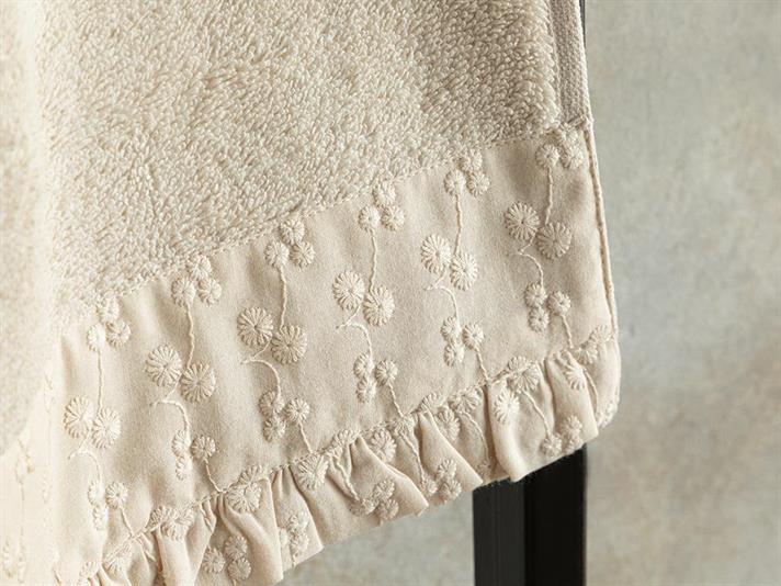 Emily Cottony brode Face Towel 50x70 cm Light Beige