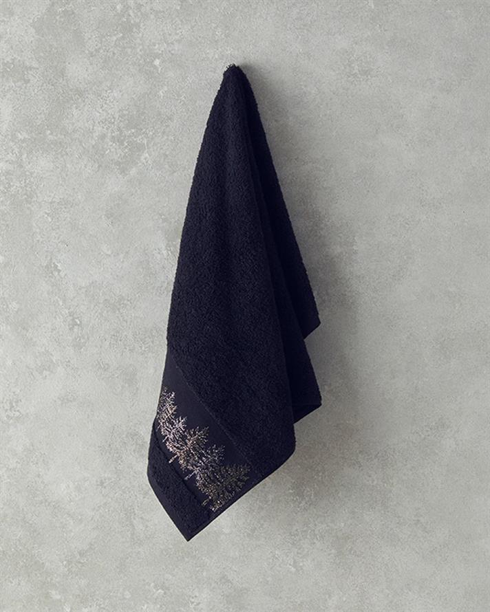 Prosop de față, Forbes, bumbac cu fir argintiu, 50x80 cm, negru