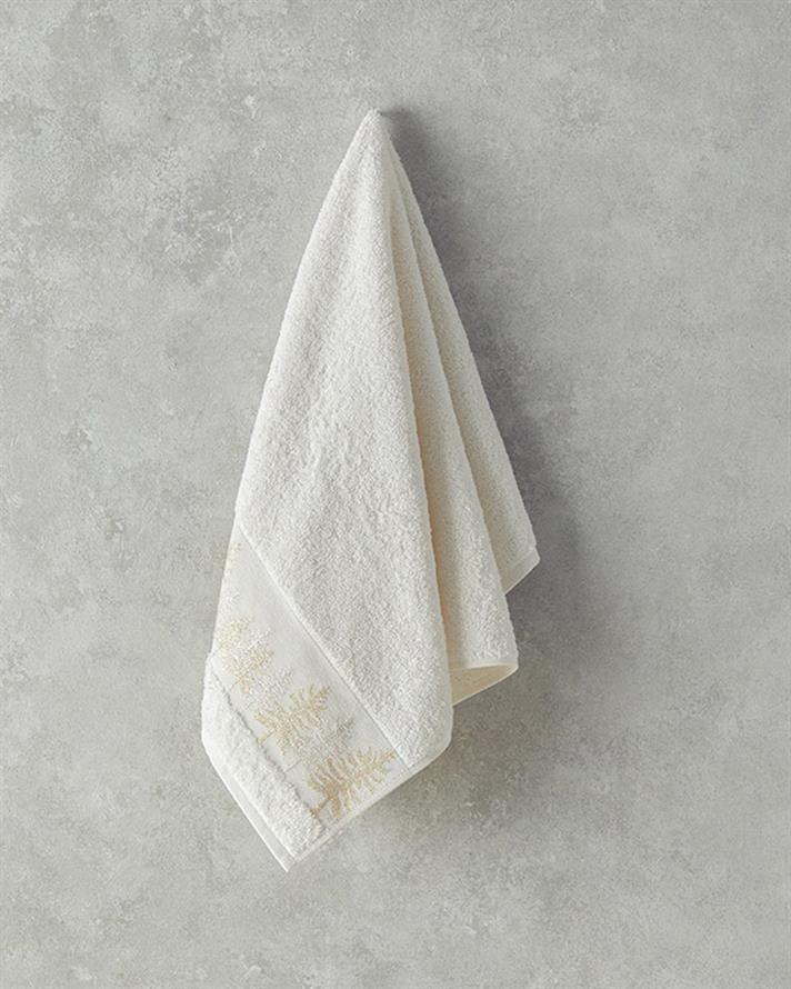 Prosop de față, Forbes, bumbac cu fir argintiu, 50x80 cm, ecru