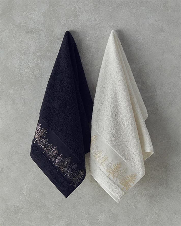 Prosop de față, Forbes, bumbac cu fir argintiu, 50x80 cm, negru