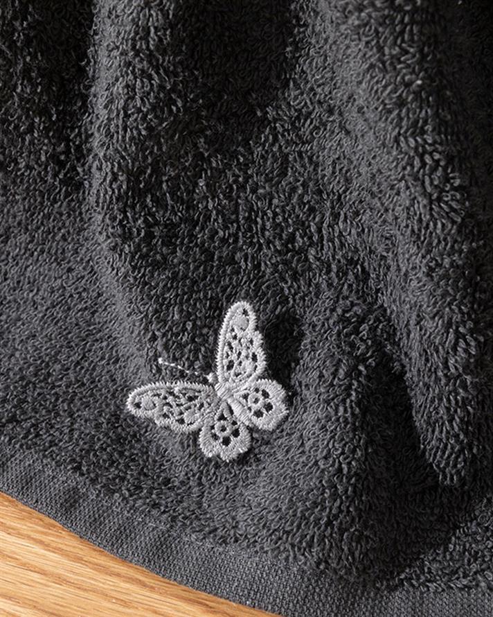 Prosop de față, Galia Butterfly, bumbac, 30x40 cm, gri antracit