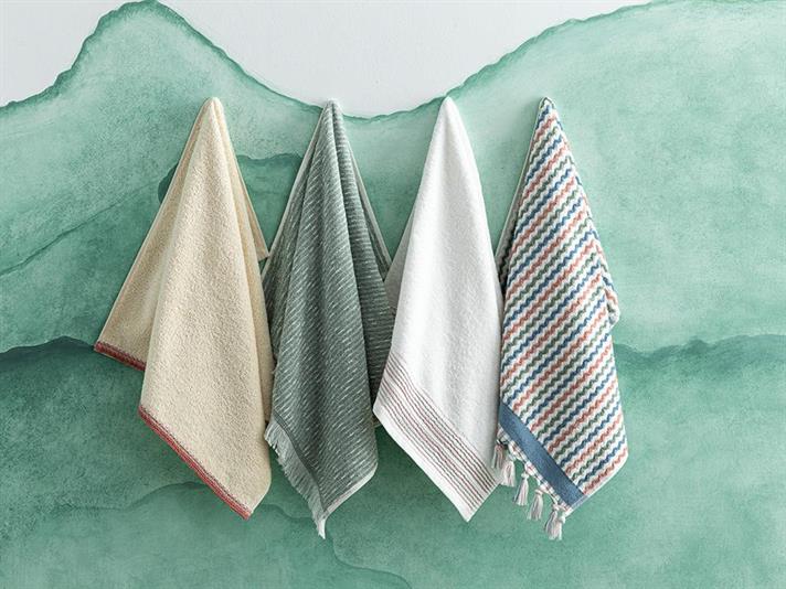 Prosop de față, Hybrid, bumbac, 50x70 cm, ecru - verde