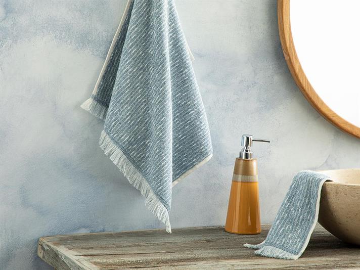 Prosop de față, Hybrid, bumbac, 50x70 cm, ecru - bleu