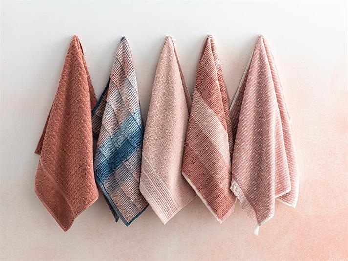 Prosop de față, Hybrid, bumbac, 50x70 cm, ecru - roz