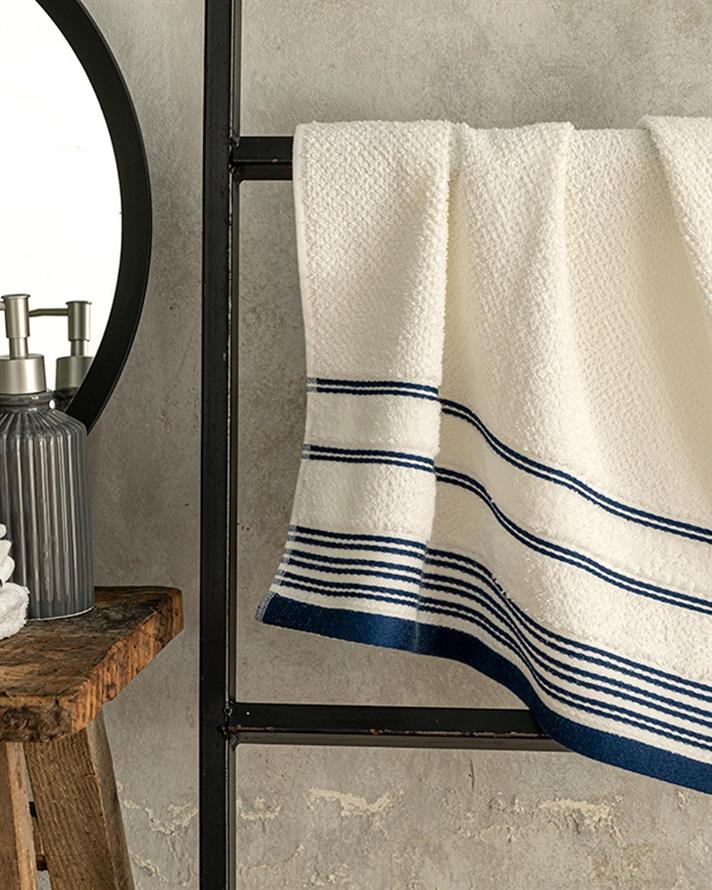 Prosop de față, ivy, bumbac, 50x70 cm, alb - bleumarin