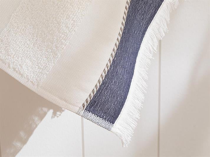 Prosop de față, Lucina, bumbac, 50x70 cm, ecru-bleumarin