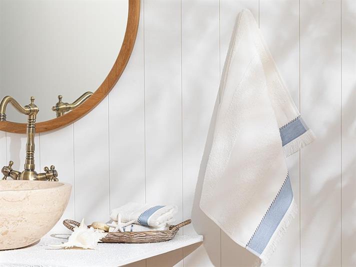 Prosop de față, Lucina, bumbac, 50x70 cm, ecru - bleu