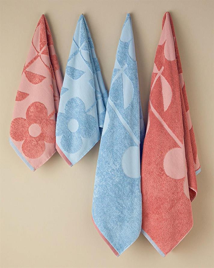 Prosop de față, Mix Flowers, bumbac-poliester, 50x80 cm, bleu