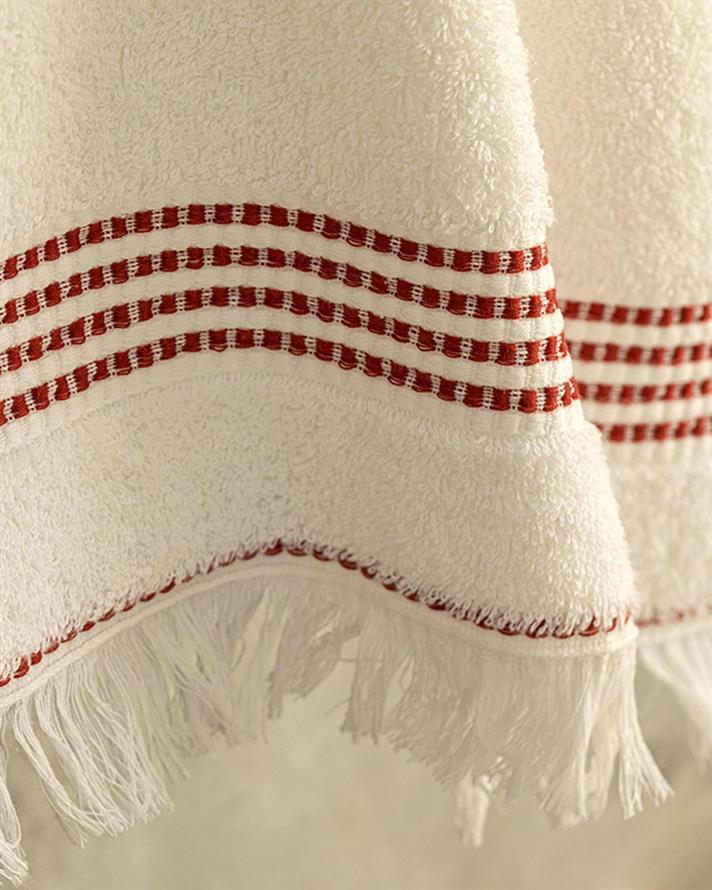 Prosop de față, Nautical, bumbac, 50x70 cm, alb-cărămiziu