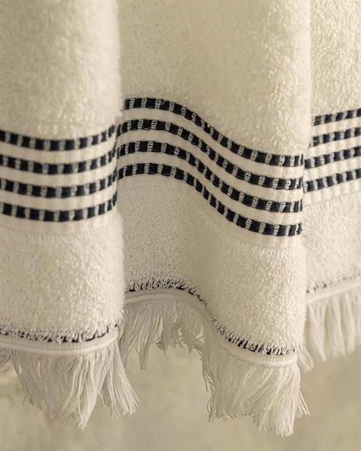 Prosop de față, Nautical, bumbac, 50x70 cm, alb - bleumarin