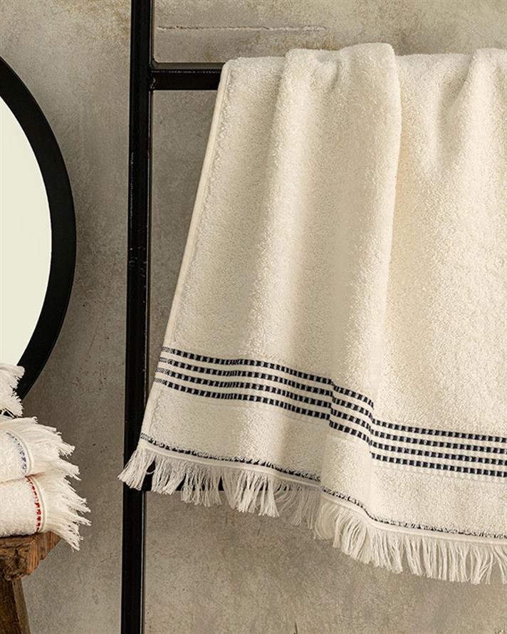 Prosop de față, Nautical, bumbac, 50x70 cm, alb - bleumarin