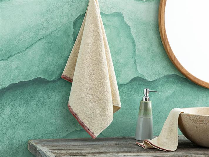 Prosop de față, Pure Lace, bumbac, 50x70 cm, ecru - roz