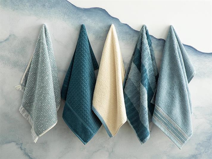 Prosop de față, Pure Lace, bumbac, 50x70 cm, ecru - bleu