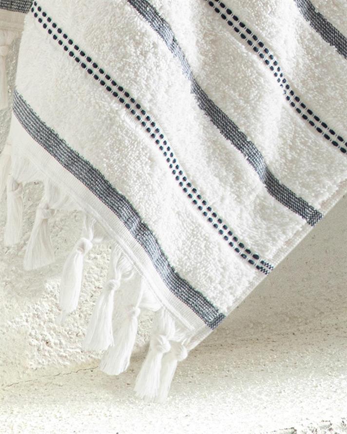 Prosop de față, Sirius, bumbac, 50x70 cm, ecru-bleumarin