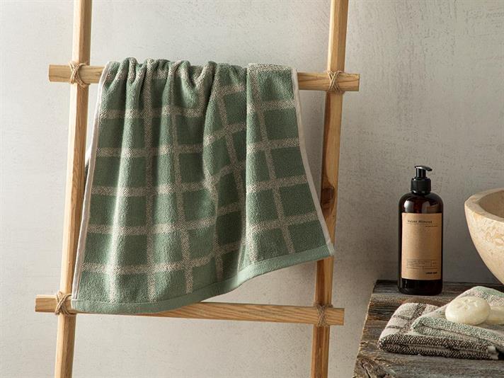 Prosop de față, Square, bumbac, 50x70 cm, verde-bej