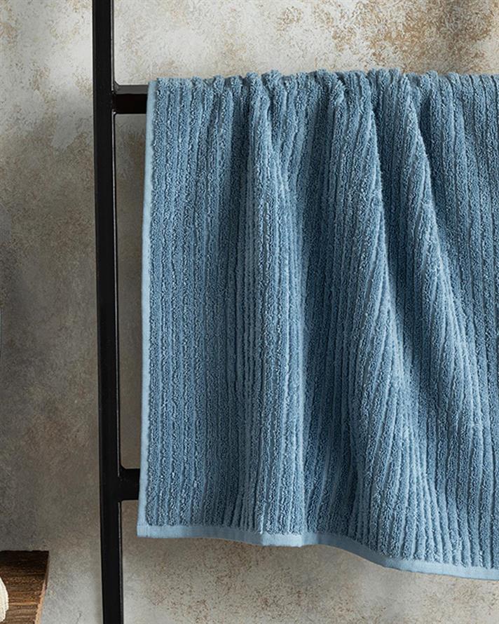 Prosop de față, Stripe, bumbac, 50x90 cm, albastru