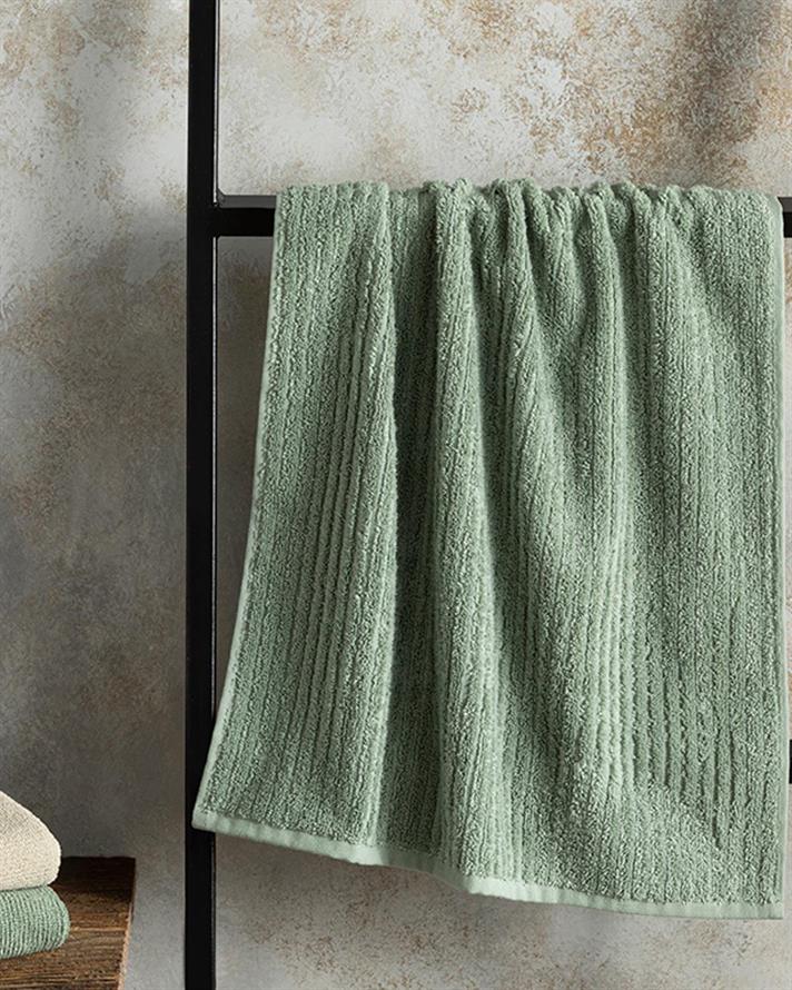 Prosop de față, Stripe, bumbac, 50x90 cm, verde deschis