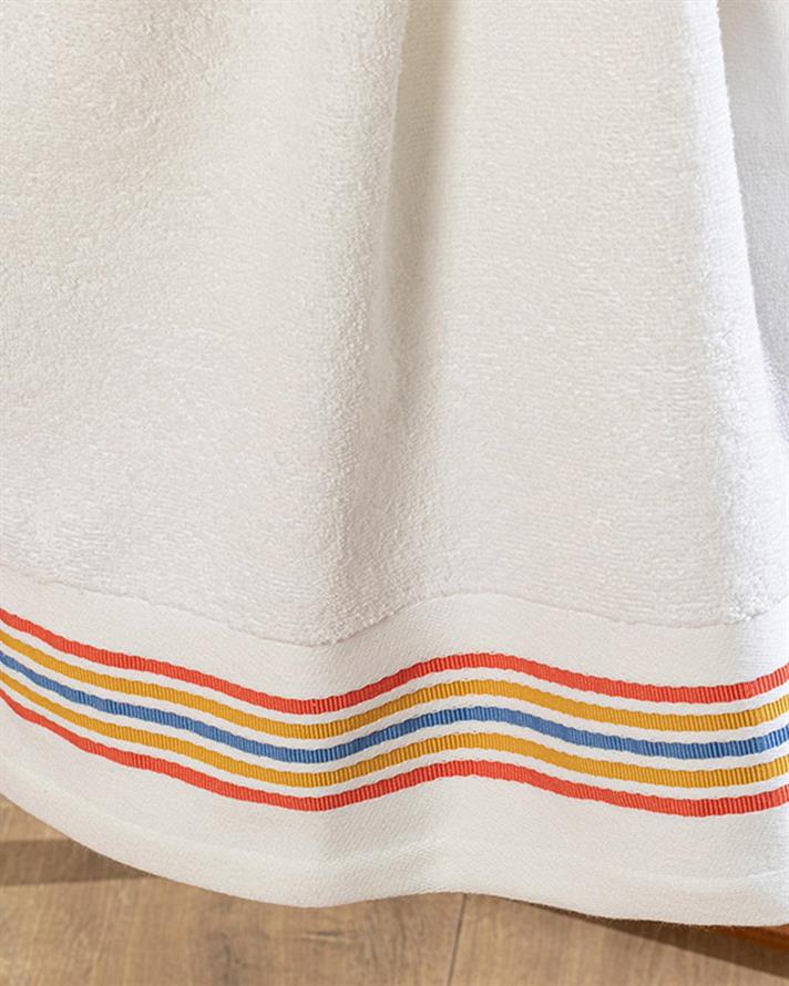 Prosop de față, Striped, bumbac, 50x70 cm, ecru - portocaliu