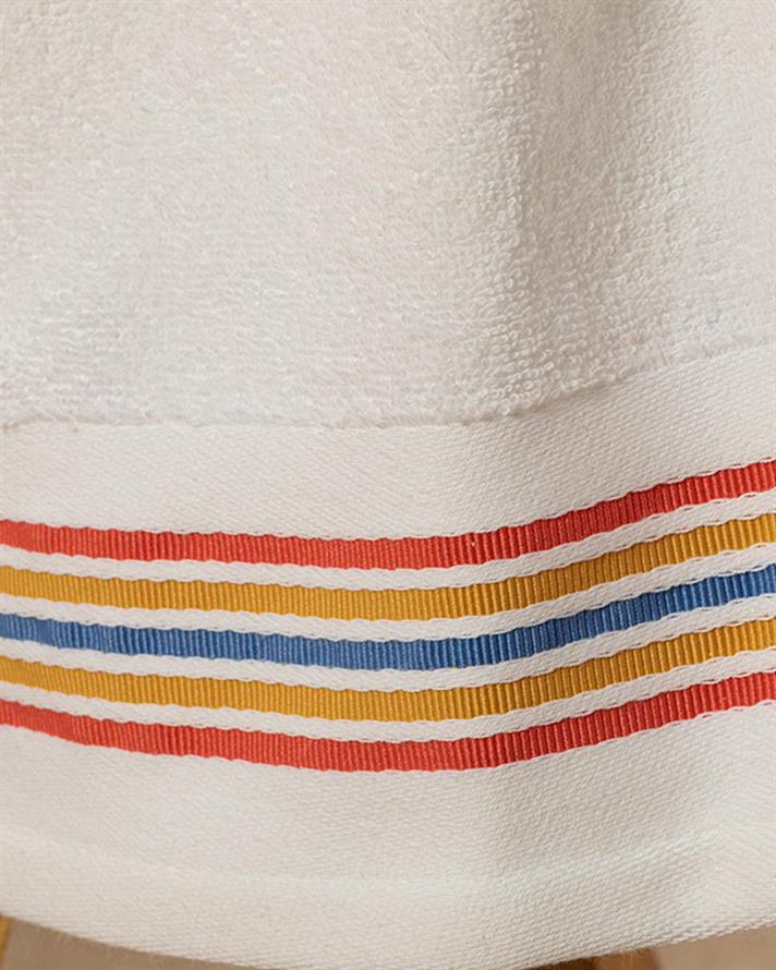 Prosop de față, Striped, bumbac, 50x70 cm, ecru - portocaliu