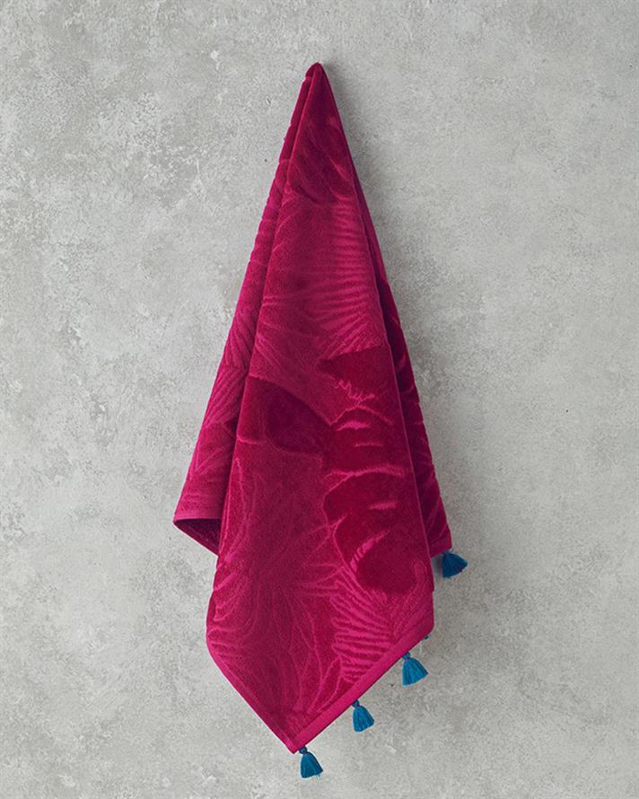 Prosop de fata, Allover Palmy, bumbac, 50x80 cm, fuchsia