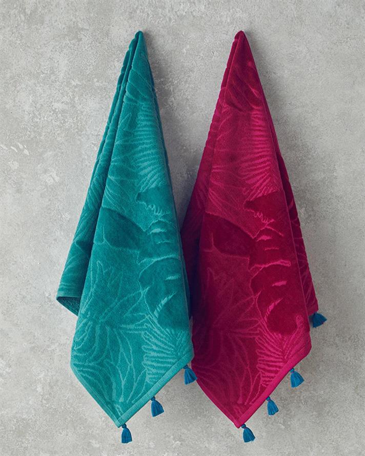 Prosop de fata, Allover Palmy, bumbac, 50x80 cm, fuchsia