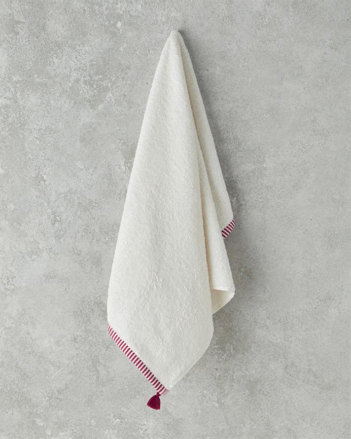 Prosop de fata, Colorful Lines, bumbac, 50x80 cm, ecru-fuchsia