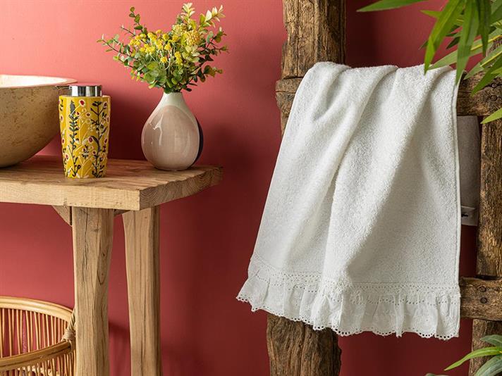 Prosop de fata, Flora, bumbac, 50x70 cm, ecru