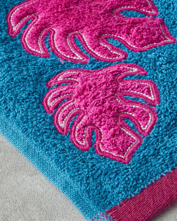 Prosop de fata, Hued Palm, bumbac, 50x80 cm, bleu-fuchsia