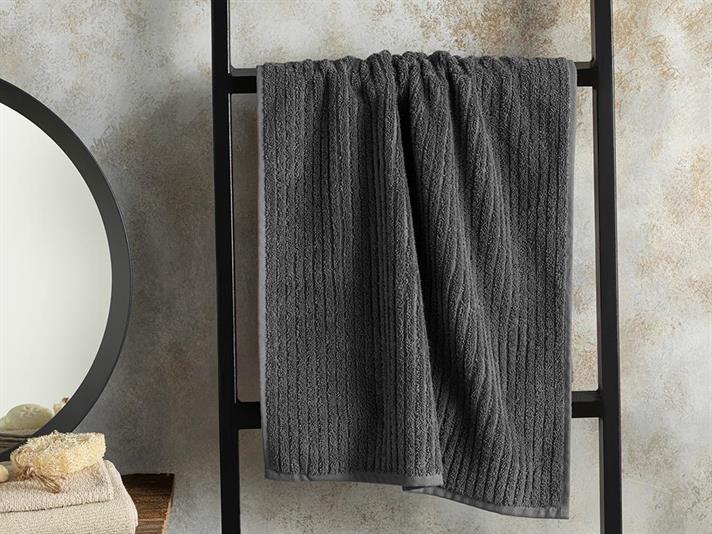 Prosop de fata, Strıpe, bumbac, 50x90 cm, antracit