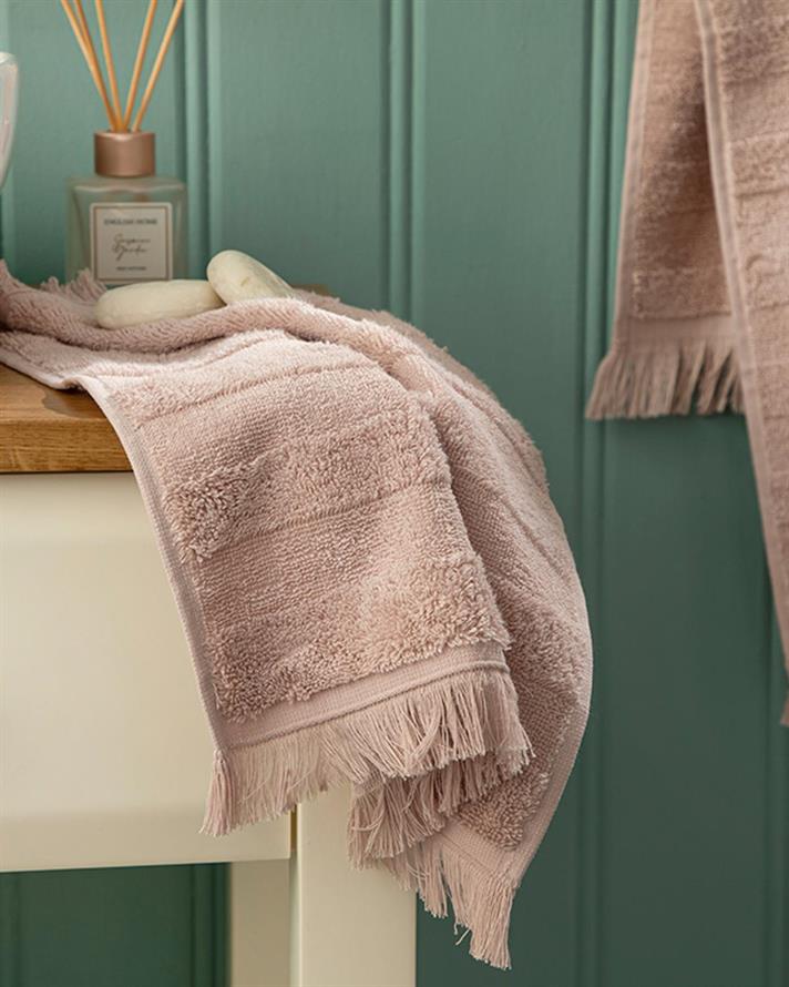 Adorn Cottony Fringed Hand Towel 30x40 cm Nude