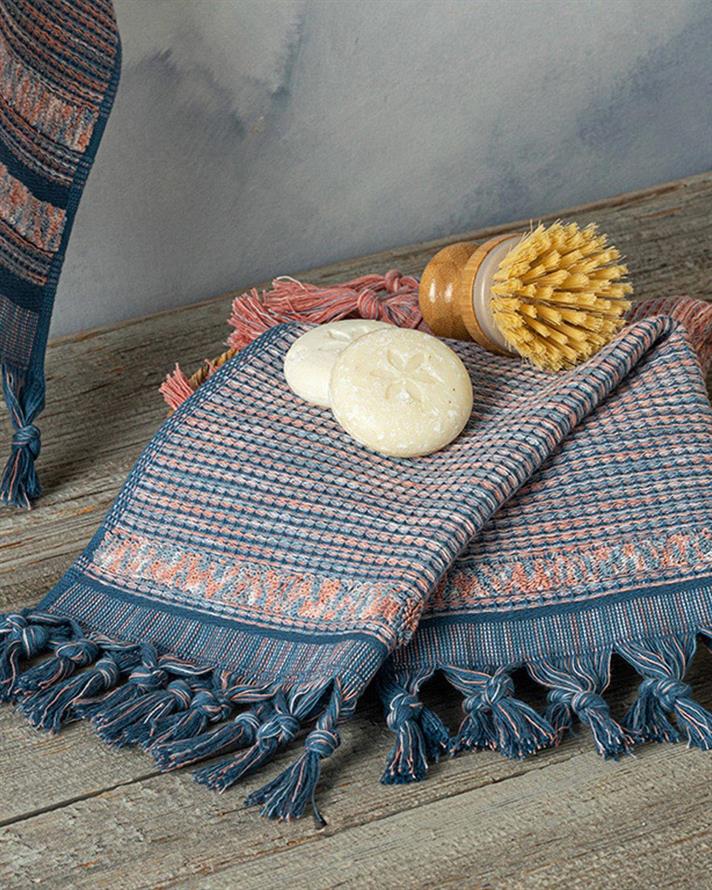 Aria Cottony fringed Hand Towel 30x40 cm Blue