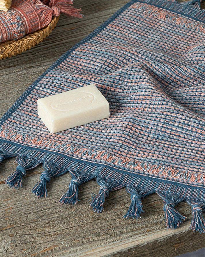 Aria Cottony fringed Hand Towel 30x40 cm Blue