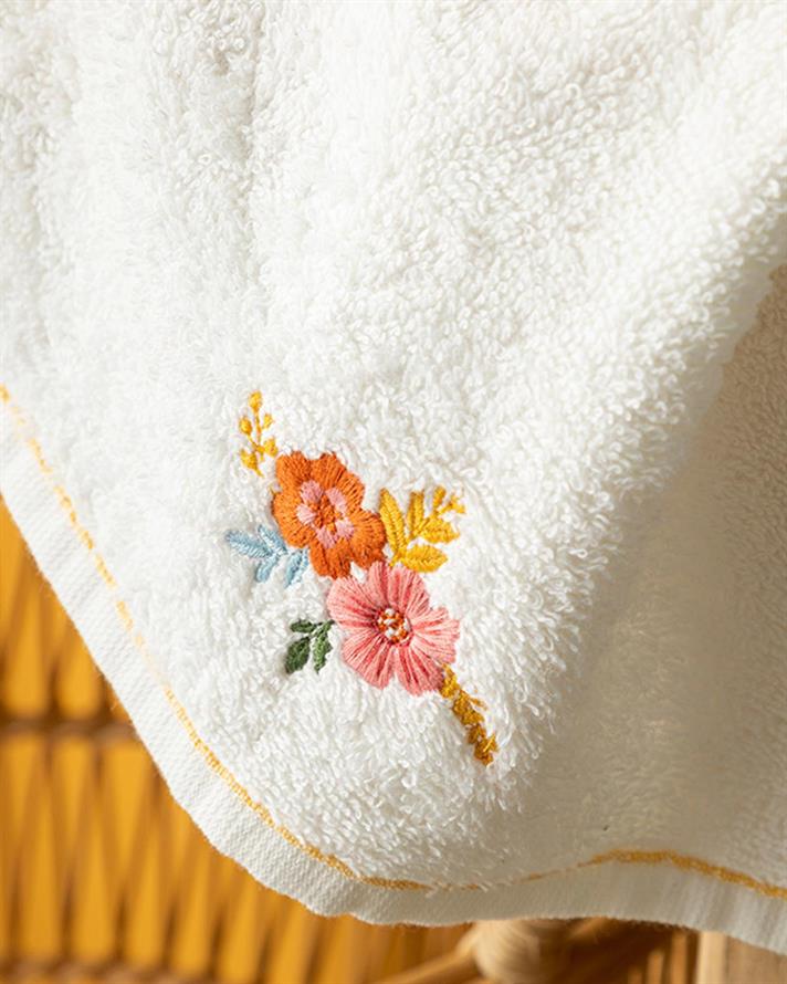 Bouquet Cotton Embroidered Hand Towel 30x40 cm White