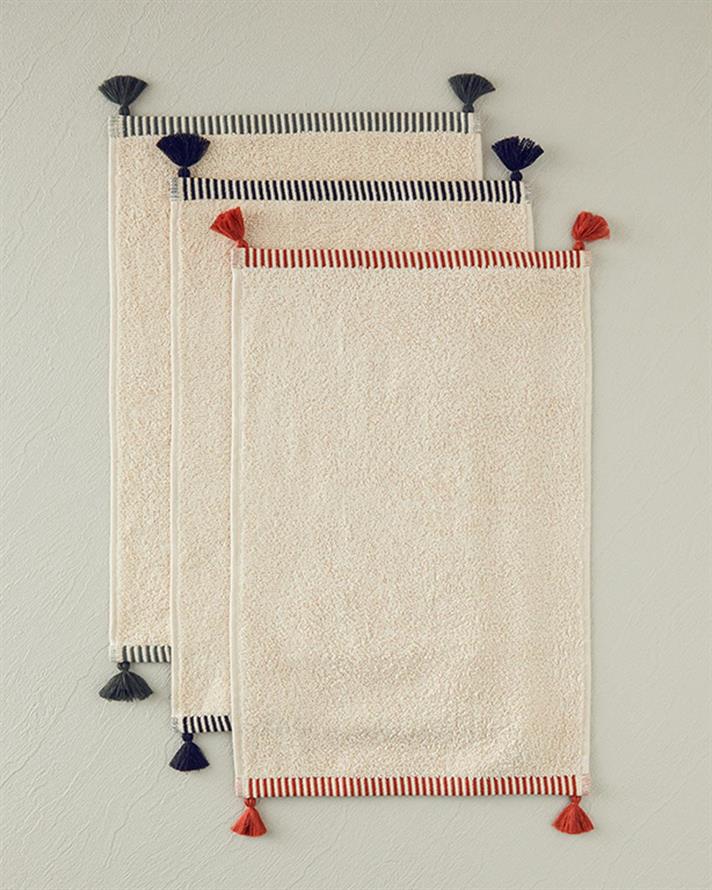 Colorful Lines Cottony Fringed Hand Towel 30x45 cm