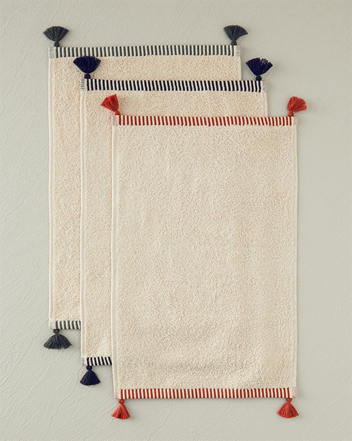 Colorful Lines Cottony Fringed Hand Towel 30x45 cm