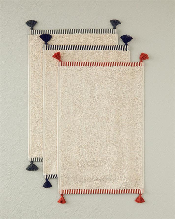 Colorful Lines Cottony Fringed Hand Towel 30x45 cm