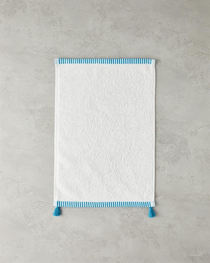 Colorful Lines Cu Bumbac Cu Ciucuri Prosop De Mâini 30 x 45 cm Ecru - Albastru