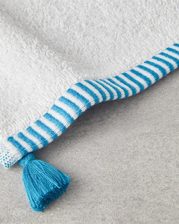 Colorful Lines Cu Bumbac Cu Ciucuri Prosop De Mâini 30 x 45 cm Ecru - Albastru