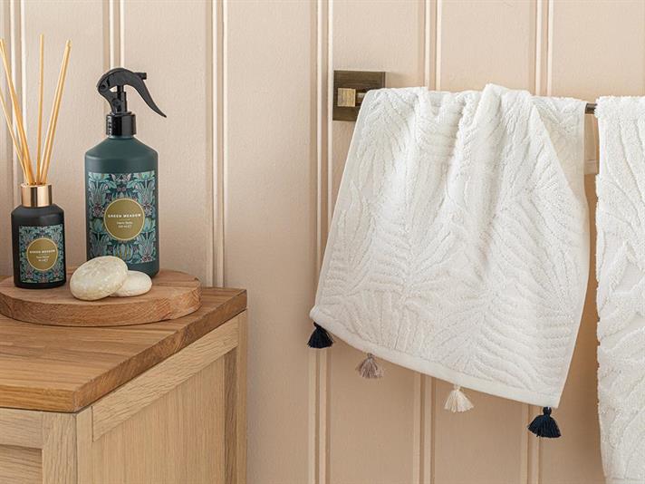 Diana Cottony With Jacquard Hand Towel 30x40 cm Ecru