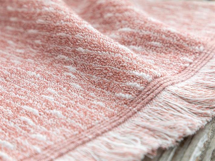 Hybrid Cottony fringed Hand Towel 30x40 cm Ecru-Pink