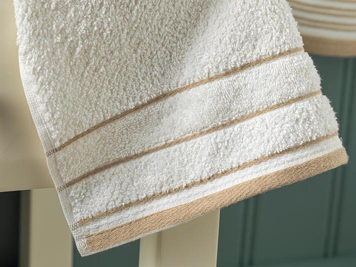 ivy Cottony Striped Hand Towel 30x40 cm White-Beige