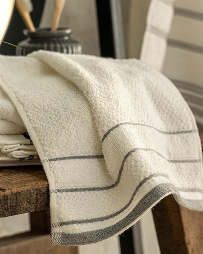 ivy Cottony Striped Hand Towel 30x40 cm White-Gray