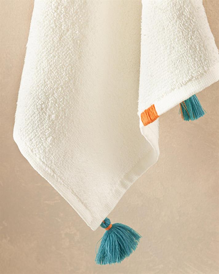 Lena Cottony Fringed Hand Towel 30x40 cm Ecru