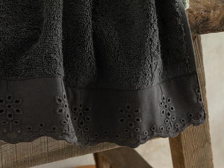 Lilian Cottony brode Hand Towel 30x40 cm Anthracite