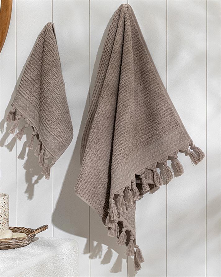 Lima Cottony fringed Hand Towel 30x40 cm Beige