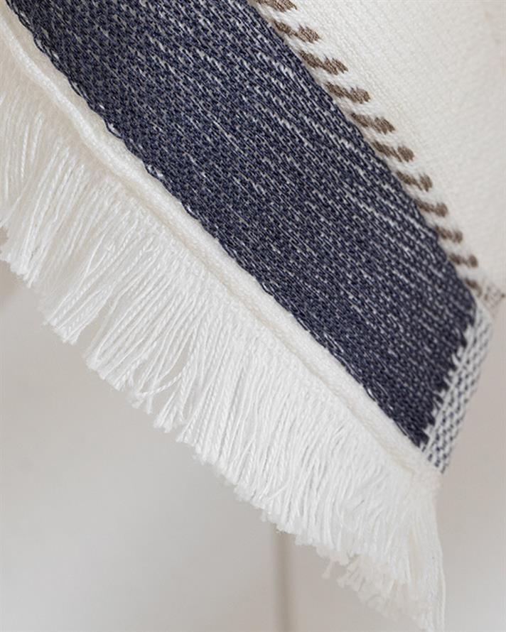 Lucina Cottony fringed Hand Towel 30x40 cm Ekru-Lacivert