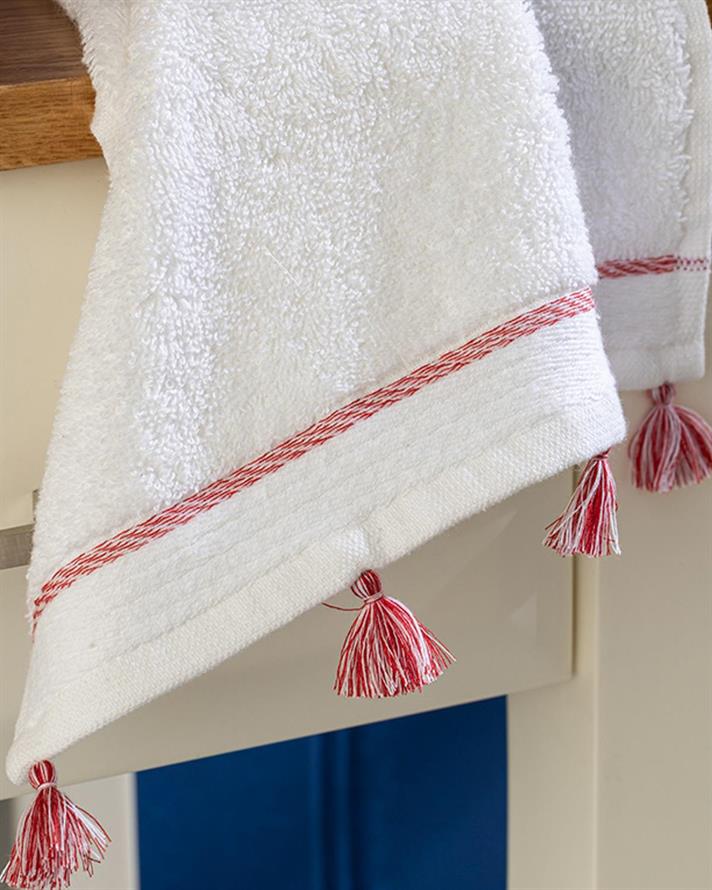Mila Brass Fringed Hand Towel 30x40 cm White