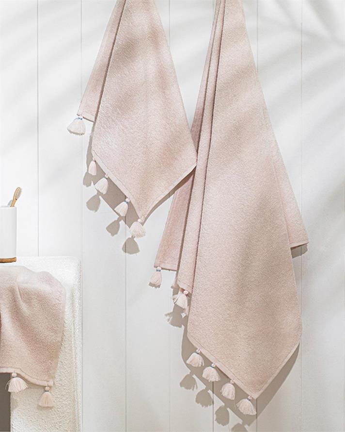 Nico Cottony Fringed Hand Towel 30x40 cm Light Beige